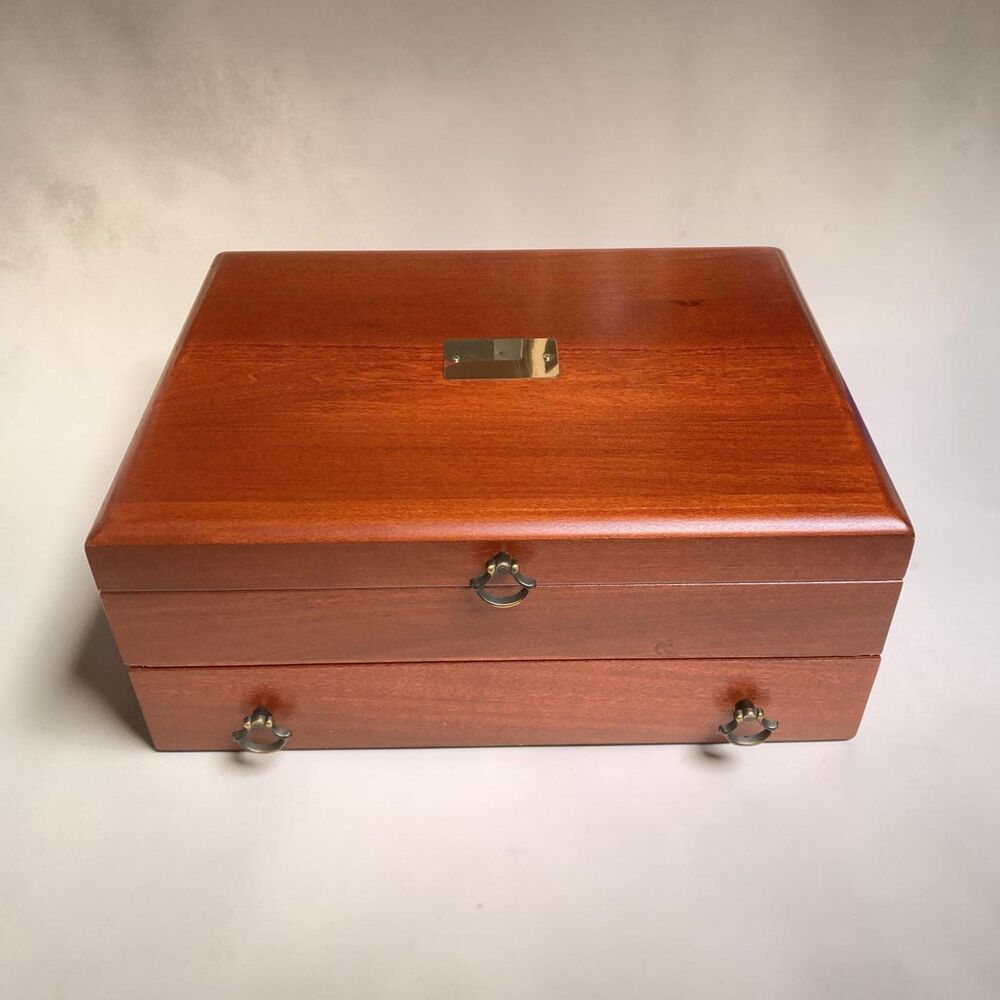 Reed & Barton Bristol Cherry/ Brown Single-Drawer Handcrafted Flatware Chest EUC